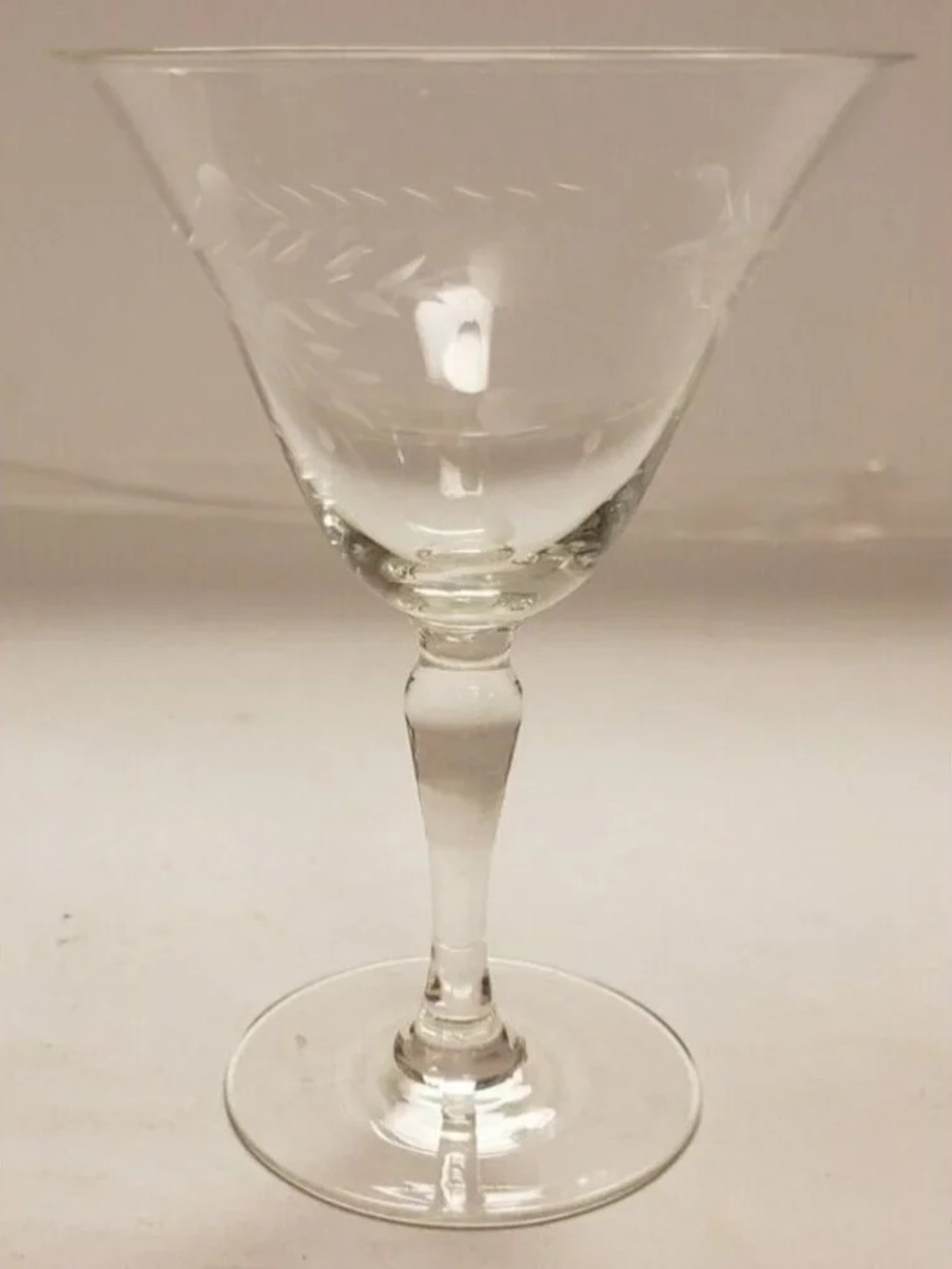 Clear Etched Crystal Stem Cocktail Glass - Unbranded
